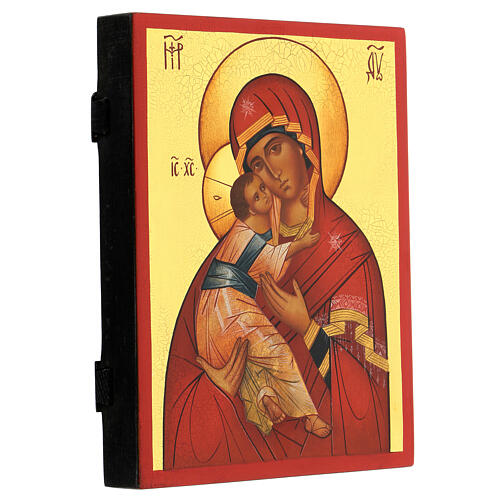 Icona russa dipinta Madonna di Vladimir 21x18 cm 3
