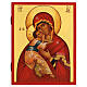 Ícone russo pintado Virgem de Vladimir 21x18 cm s1
