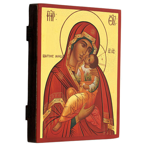 Russian painted icon of the Mother of God Umilenie 21x18 cm 3