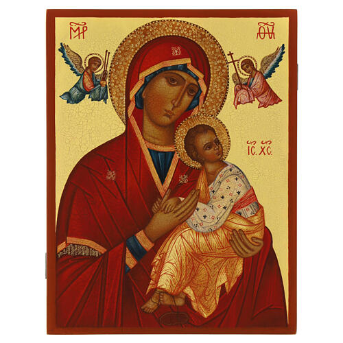 Ícone russo pintado Nossa Senhora do Perpétuo Socorro 21x18 cm 1