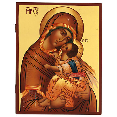 Icona russa antichizzata dipinta Madonna ''Più Onorabile'' 30x20 cm 1