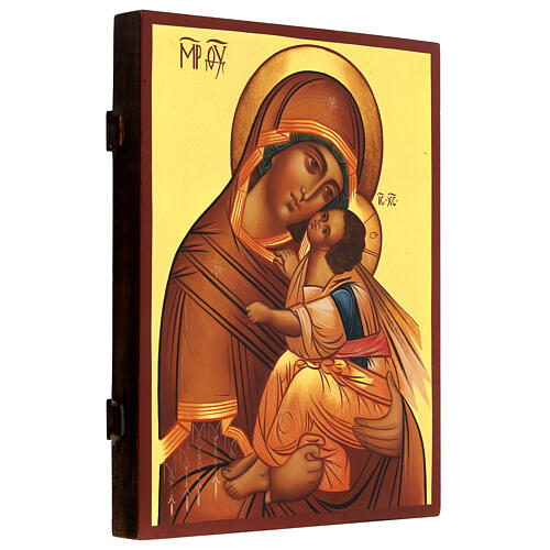 Icona russa antichizzata dipinta Madonna ''Più Onorabile'' 30x20 cm 3