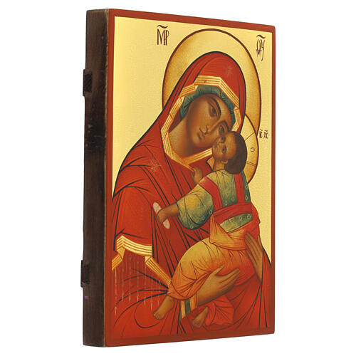 Russian icon of Merciful Mother of God, painted with antique finish, 30x20 cm 3
