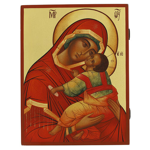 Icono ruso Virgen Clemente pintado envejecido 30x20 cm 1