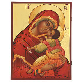 Icona russa Madonna Clemente dipinta antichizzata 30x20 cm
