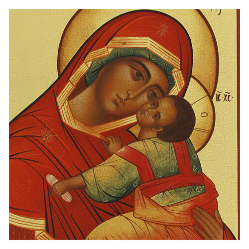 Icona russa Madonna Clemente dipinta antichizzata 30x20 cm 2