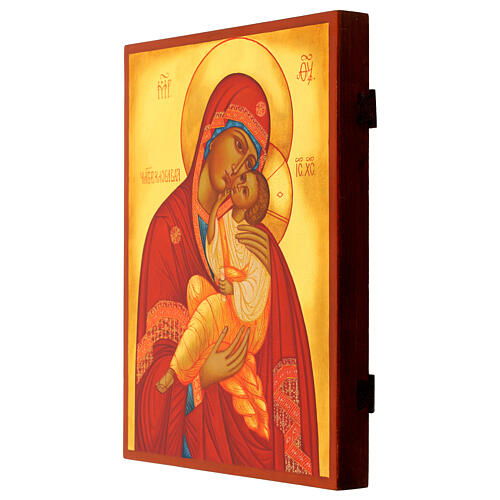Ikone „Gottesmutter Clemente" Umilenie – handgemalt, antikisiert, Russland, 28 × 22 cm 3