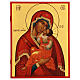 Icona russa antichizzata Madonna Clemente Umilenie dipinta 30x20 cm s1