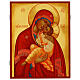 Icona russa antichizzata Madonna Clemente Umilenie dipinta 30x20 cm s1