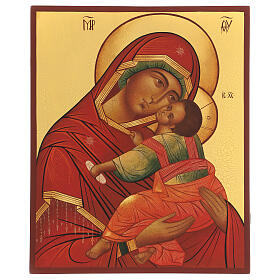 Icône russe vieillie Mère de Dieu Clémente peinte 36x30 cm