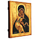 Ícone russo pintado efeito antigo Nossa Senhora de Vladimir 36x30 cm s3