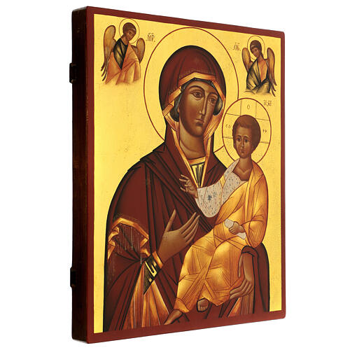 Russian Iverskaya icon of the Mother of God, painted with antique finish, 36x30 cm 3