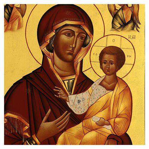 Icona russa antichizzata dipinta Madonna di Ivr 36x30 cm 2