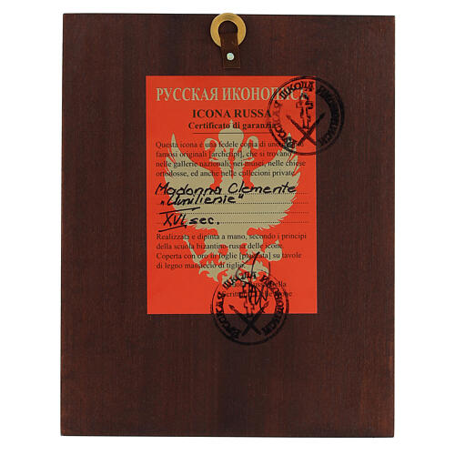 Ikone „Gottesmutter Clemente“ – roter Mantel, handgemalt, Russland, 14 × 10 cm 4