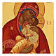 Icona russa Madonna clemente dipinta manto rosso 14x10 cm s2