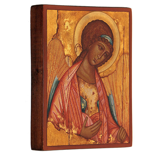 Hand-painted Russian icon of Saint Michael by Rublev 14x10 cm 3