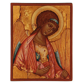 Ícone russo São Miguel de Rublev pintado à mão 14x10 cm