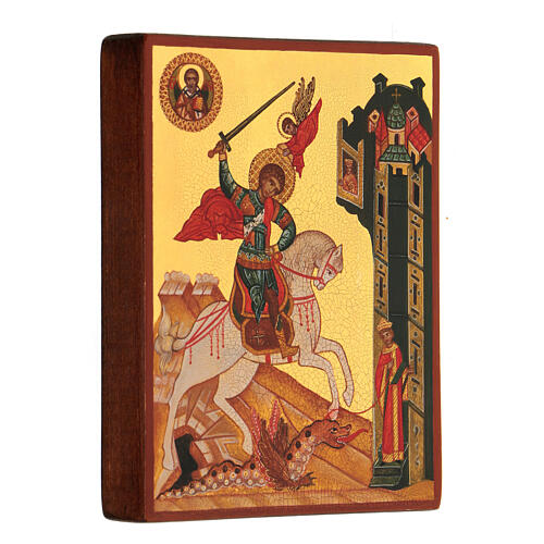 Icona russa San Giorgio dipinta a mano 14x10 cm  3