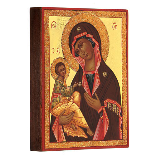 Icona russa Madonna di Gerusalemme dipinta a mano 14x10 cm 3