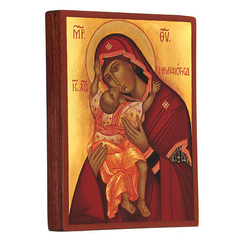 Icono ruso Virgen Kardiotissa pintado a mano 14x10 cm 3