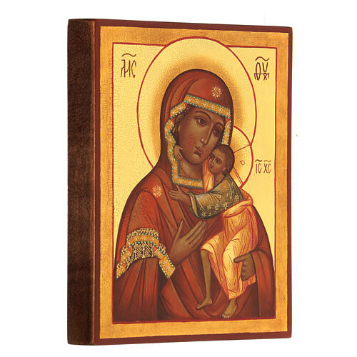 Ícone russo Nossa Senhora de Tolga pintado à mão fundo dourado 14x10 cm 3