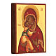 Russische Ikone Madonna Vladimir Rublev, gemalt, roter Mantel, 14x10 cm s3