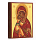Ícone russo Nossa Senhora de Vladimir Rublev com manto vermelho pintado à mão fundo dourado 14x11 cm s3
