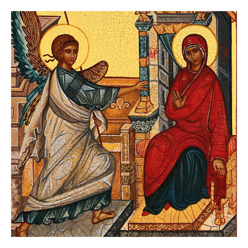 Hand-painted Russian icon of the Annunciation 14x10 cm 2