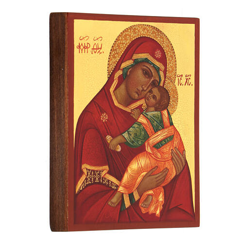 Icono ruso Virgen Clemente pintado fondo oro 14x10 cm 3