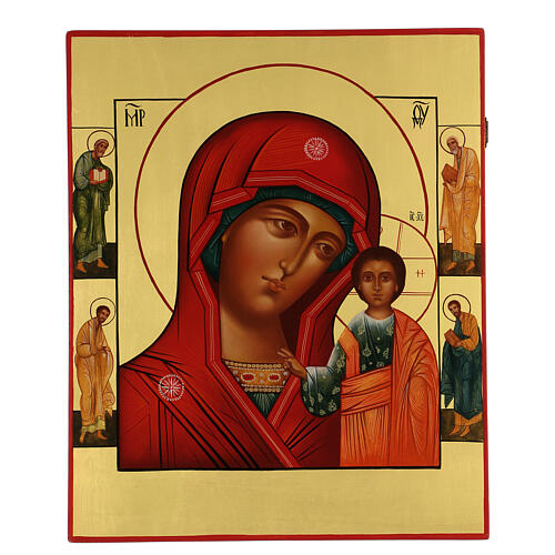 Ícone russo Nossa Senhora de Cazã pintado à mão 36x30 cm 1