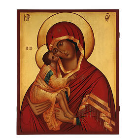 Icono ruso Virgen del Don pintado a mano 30x40 cm