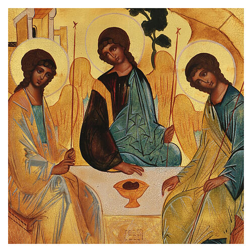 Icona russa Trinità di Rublev 30x40 cm dipinta a mano 2