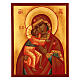 Russian painted icon of the Mother of God of Feodor, red cloak, 14x10 cm s1