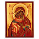 Icono ruso pintado Virgen de Fiodor capa roja 14x10 s1