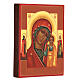Icona russa Madonna di Kazan con due santi 14x10 s2