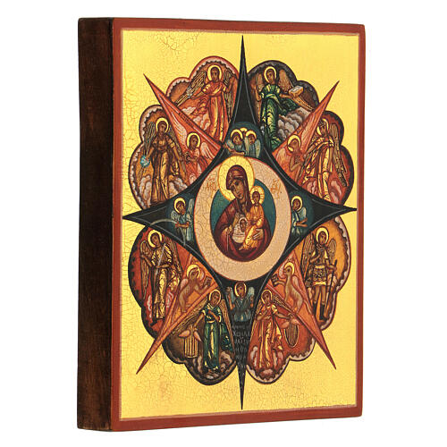 Russian painted icon of the Burning Bush, golden background, 14x10 cm 2