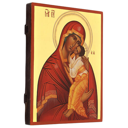 Russian painted icon of Our Lady of Yaroslavl 8.5x11 in 3