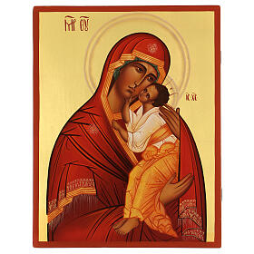 Icono Virgen de Jaroslav Rusia pintada 20x30 cm