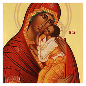 Icona Madonna di Jaroslav Russia dipinta 20x30 cm