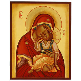 Ikone „Gottesmutter von Jachroma“ – handgemalt, Russland, 21,5 × 27,6 cm
