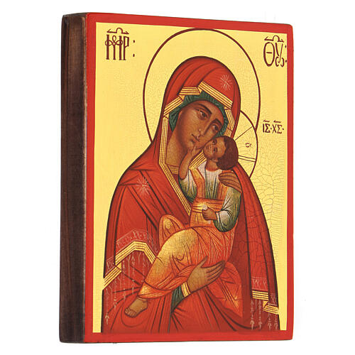 Ícone russo pintado Mãe da Deus de Ternura 14x10 cm 3