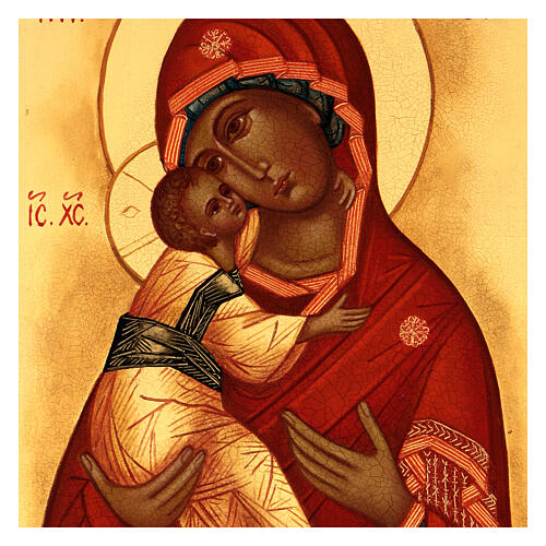 Nossa Senhora de Vladimir, ícone russo, século XV, 10x14 cm 2
