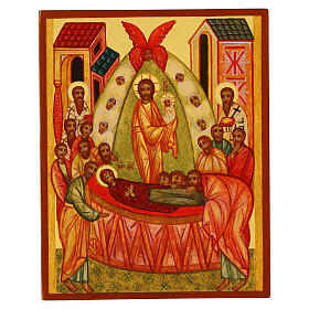 Hand-painted Russian icon of the Dormition of the Mother of God 5.5x4 in