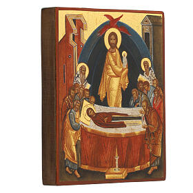 Icône russe peinte Dormition de la Vierge Marie 14x10 cm