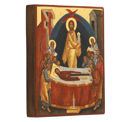 Icône russe peinte Dormition de la Vierge Marie 14x10 cm 2
