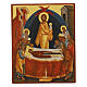 Icône russe peinte Dormition de la Vierge Marie 14x10 cm s1
