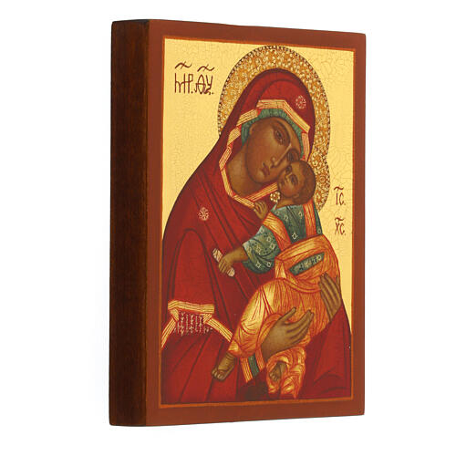 Hand-painted Russian icon of Our Lady of Tenderness 5.5x4 in 2