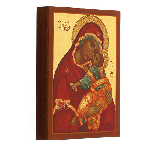 Icona dipinta russa Madonna della Tenerezza 14x10cm 2