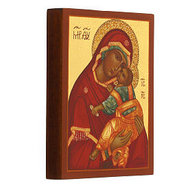 Ícone russo pintado Nossa Senhora da Ternura 14x10 cm