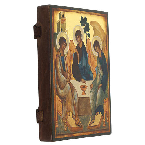 Trinity of the Old Testament, hand-painted Russian icon, 8x7 in 3